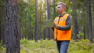 Land Planner conducting a Tree Disposition Plan in the forest