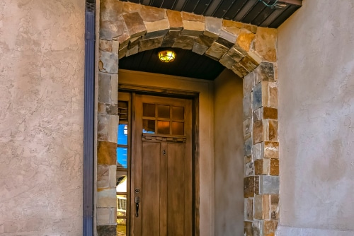 a door with stone arch